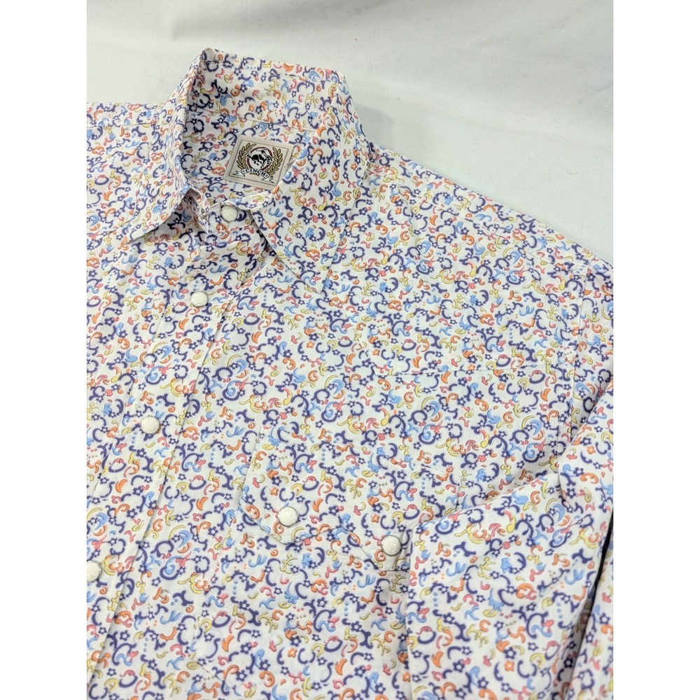 Cinch Shirt Mens Small All Over Print Western Cowboy Pearl Snap Floral Flip Cuff